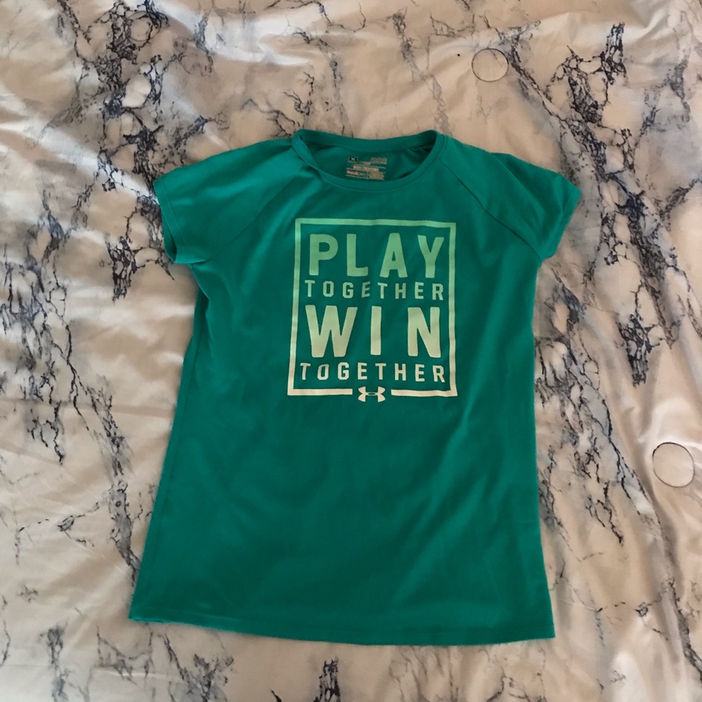 UA girls youth large teal athletic t